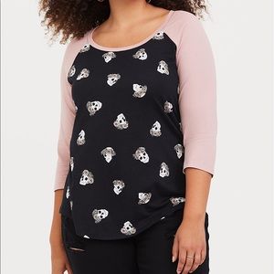 torrid size 2 Flower Crown Skull Raglan Tee